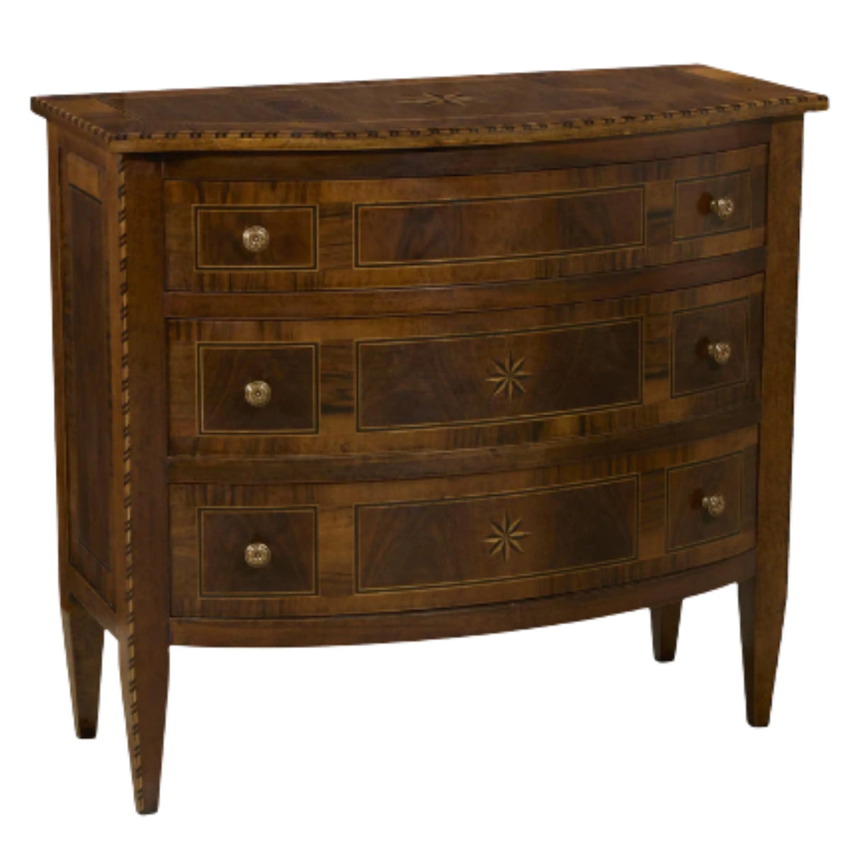 Louis XVI Walnut Marquetry Bowfront Chest of Drawers