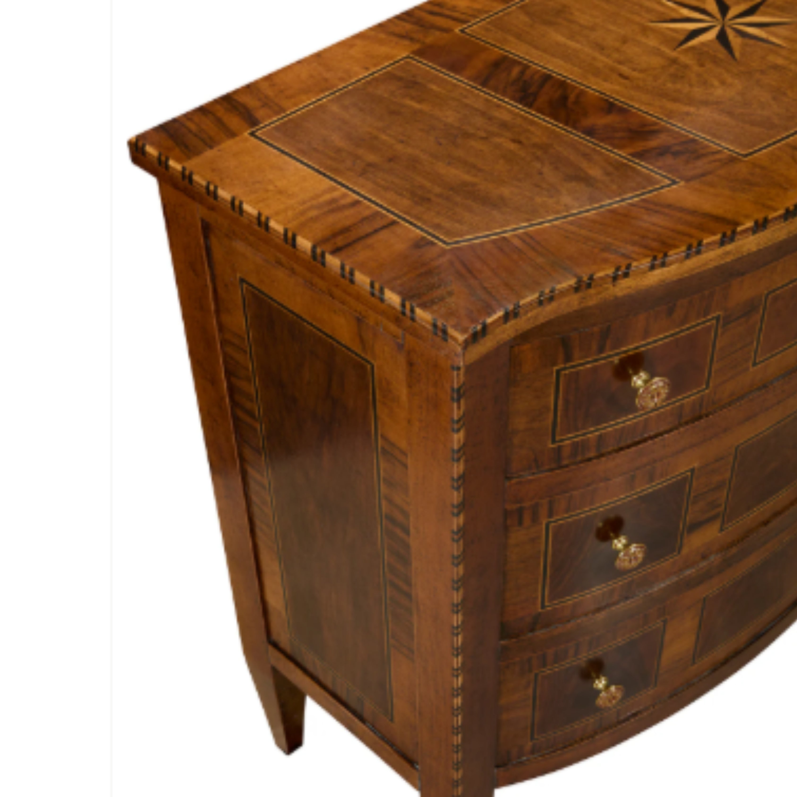 Louis XVI Walnut Marquetry Bowfront Chest of Drawers