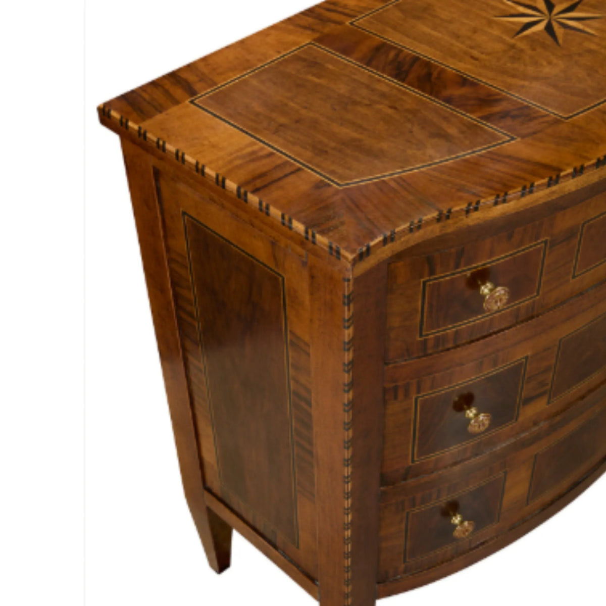 Louis XVI Walnut Marquetry Bowfront Chest of Drawers