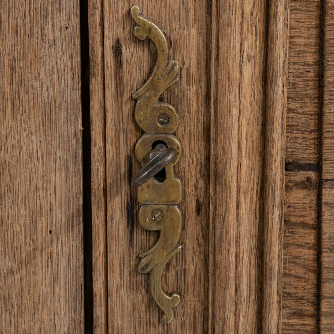 Louis XV Arched Oak Cabinet with Blue Interior, Circa 1820