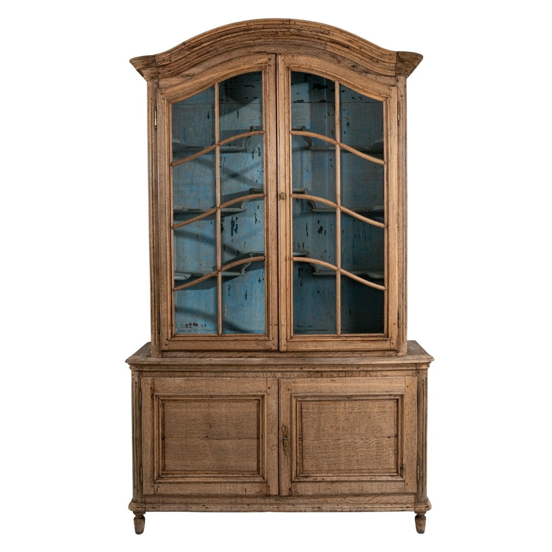 Louis XV Arched Oak Cabinet with Blue Interior, Circa 1820