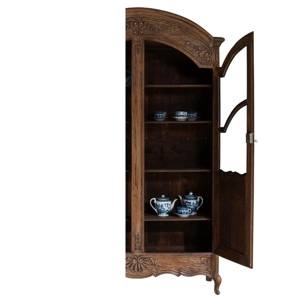 Louis XV Arched Oak Vitrine Cabinet, Circa 1820