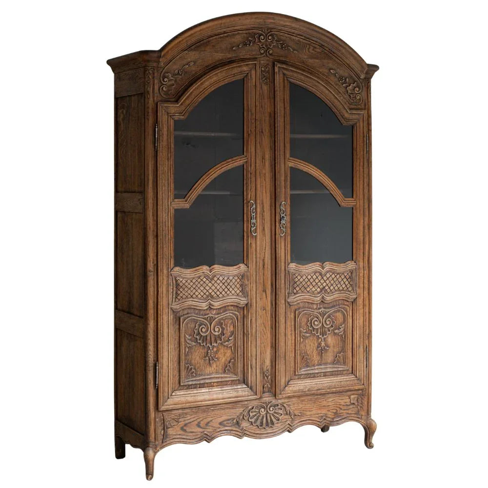 Louis XV Arched Oak Vitrine Cabinet, Circa 1820