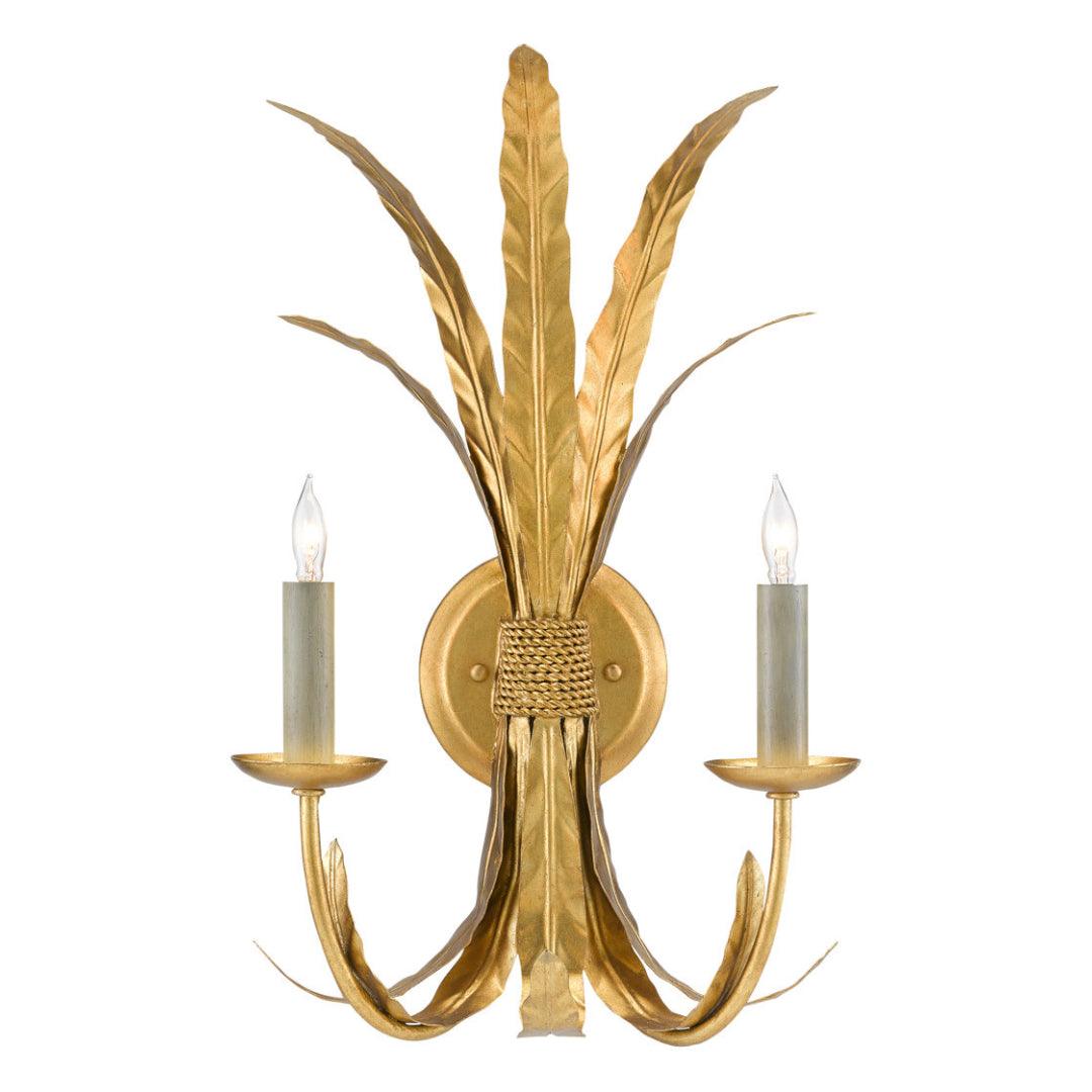 Gold Feather-Like Ornaments Wall Sconce