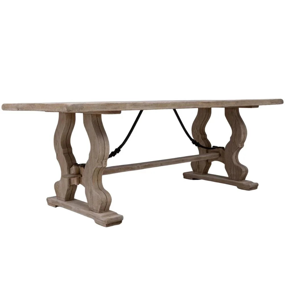 French Lyre Trestle Dining Table, Circa 1920