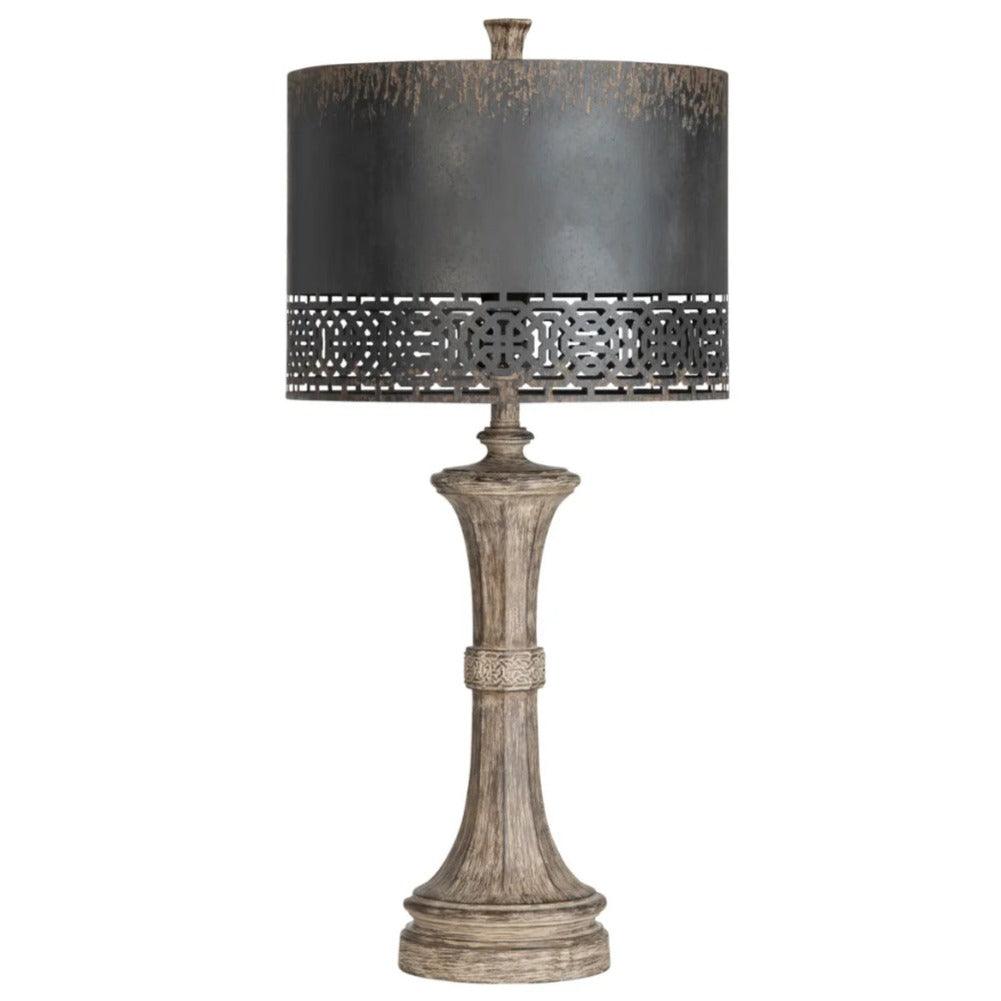 Black Pierced Metal Shade Table Lamp - Set