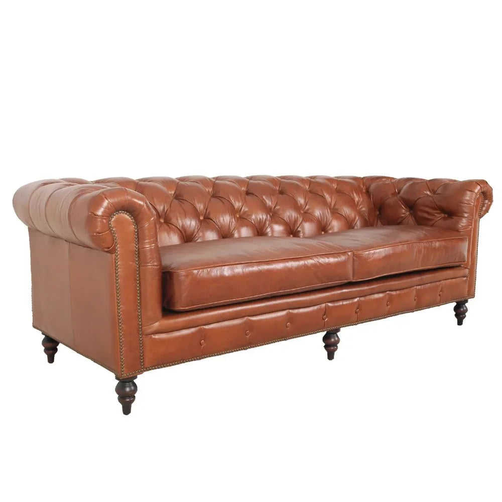 Manor Carmel Tufted Leather Chesterfield Sofa