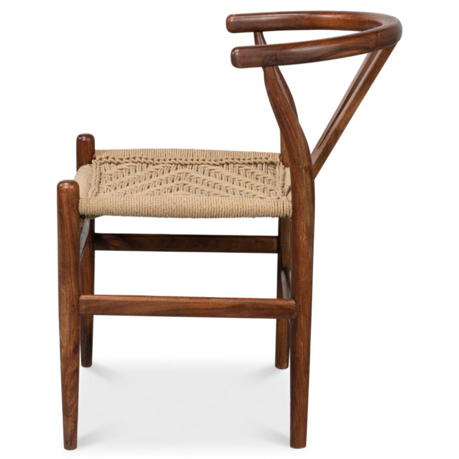 Brown Wishbone Rush Seat Chair