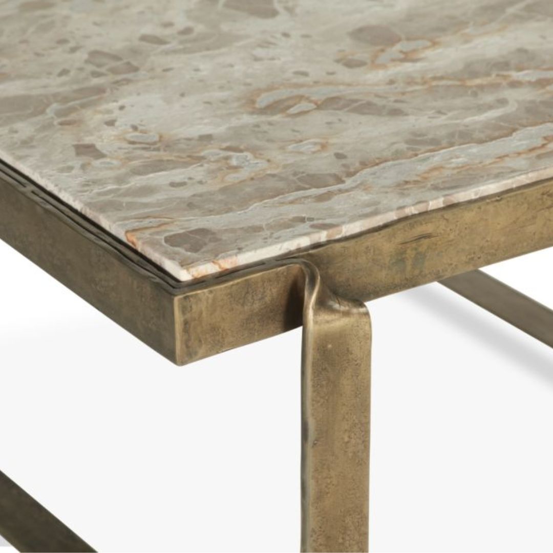 Zanadu Brass Marble Top Coffee Table