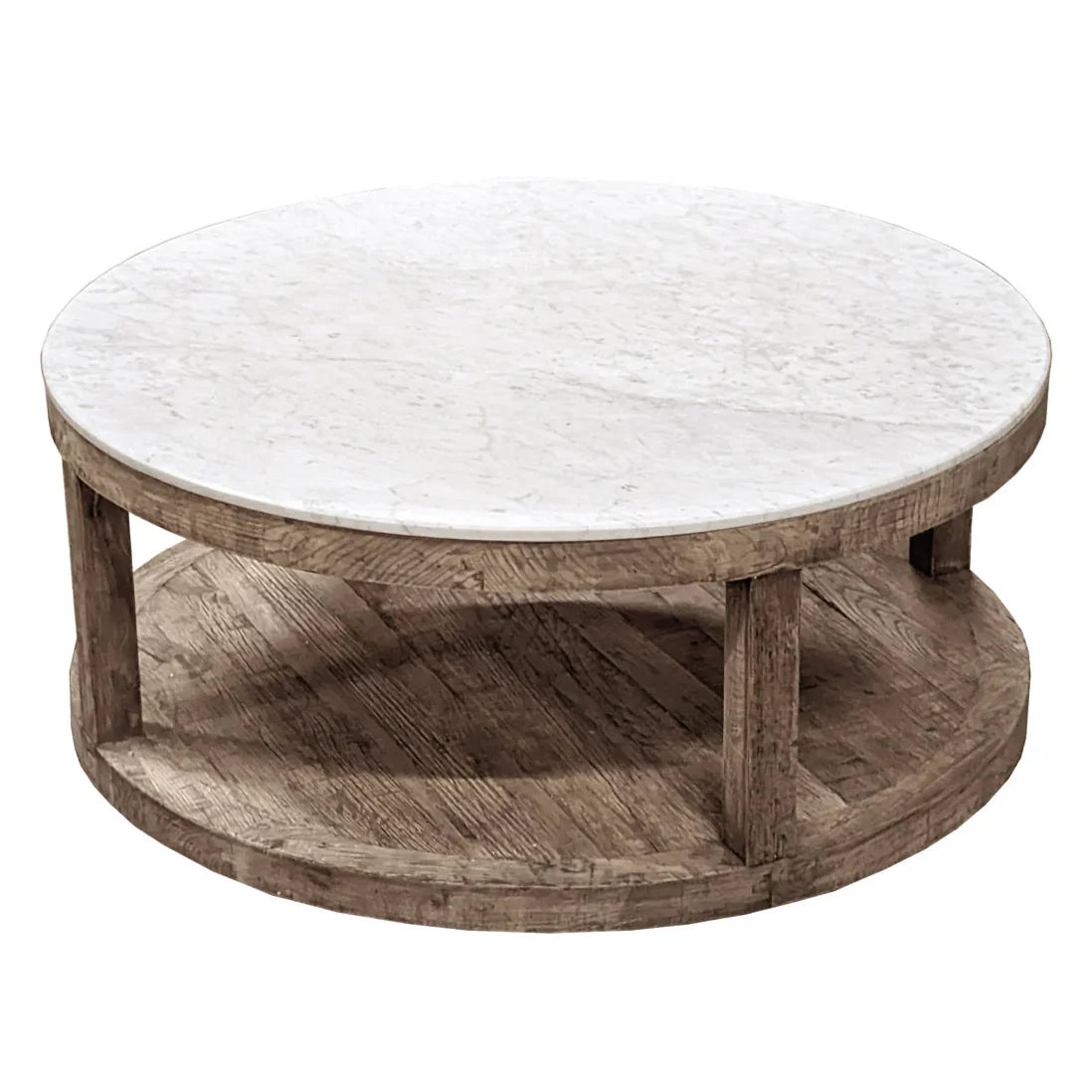 Rustic Marble Top Round Coffee Table