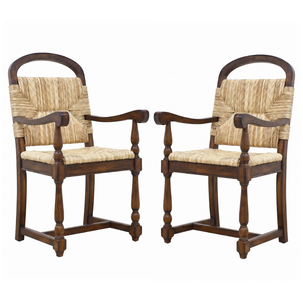 Marceau Woven Mango Wood Dining Arm Chair