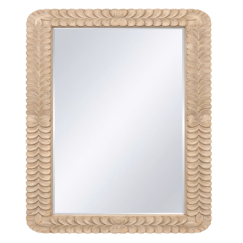 Marceline Hand Carved Scallop Wood Mirror