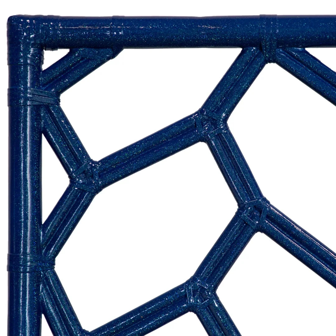 Midnight Blue Diamond Weave Rattan Headboard - Queen