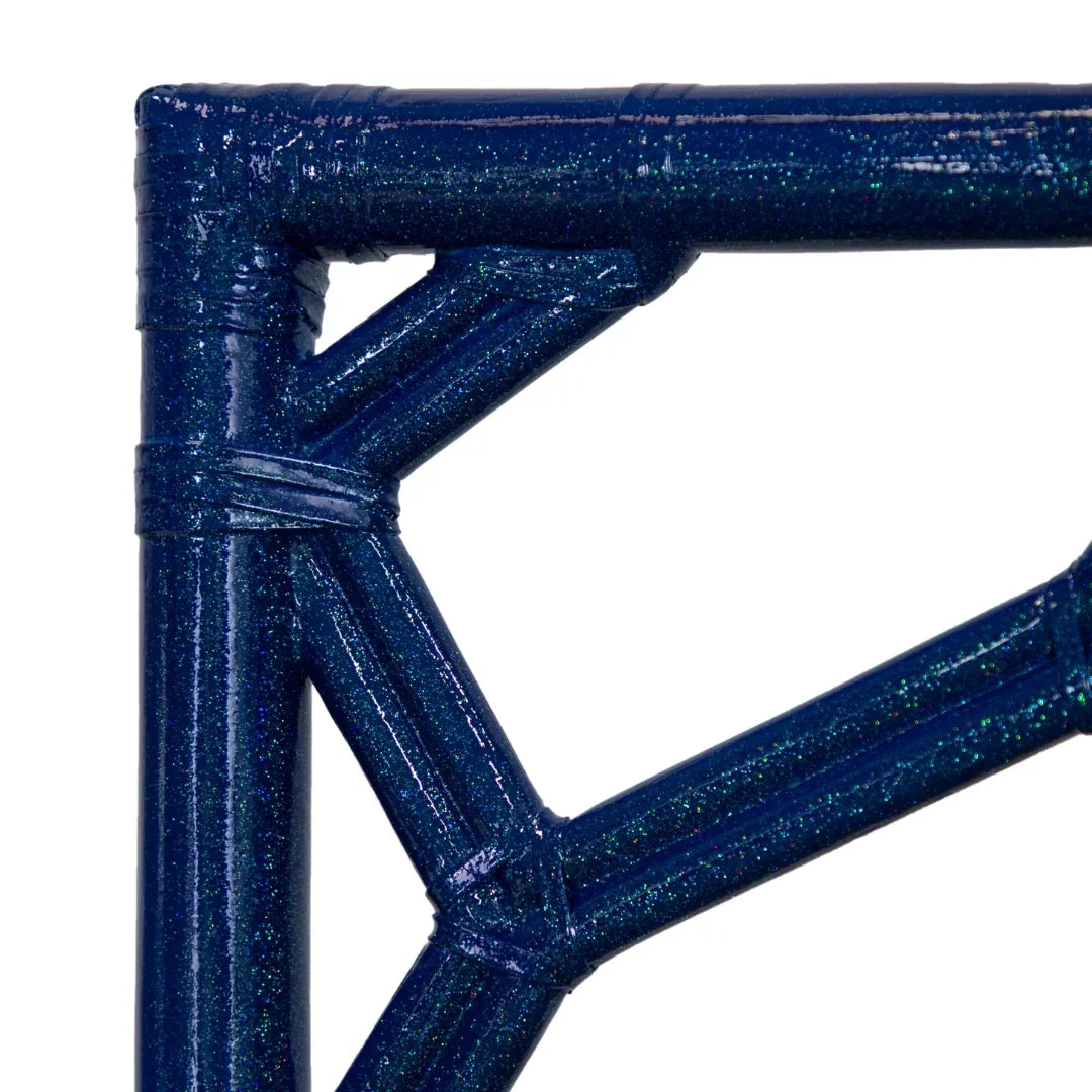 Midnight Blue Diamond Weave Rattan Headboard - Queen