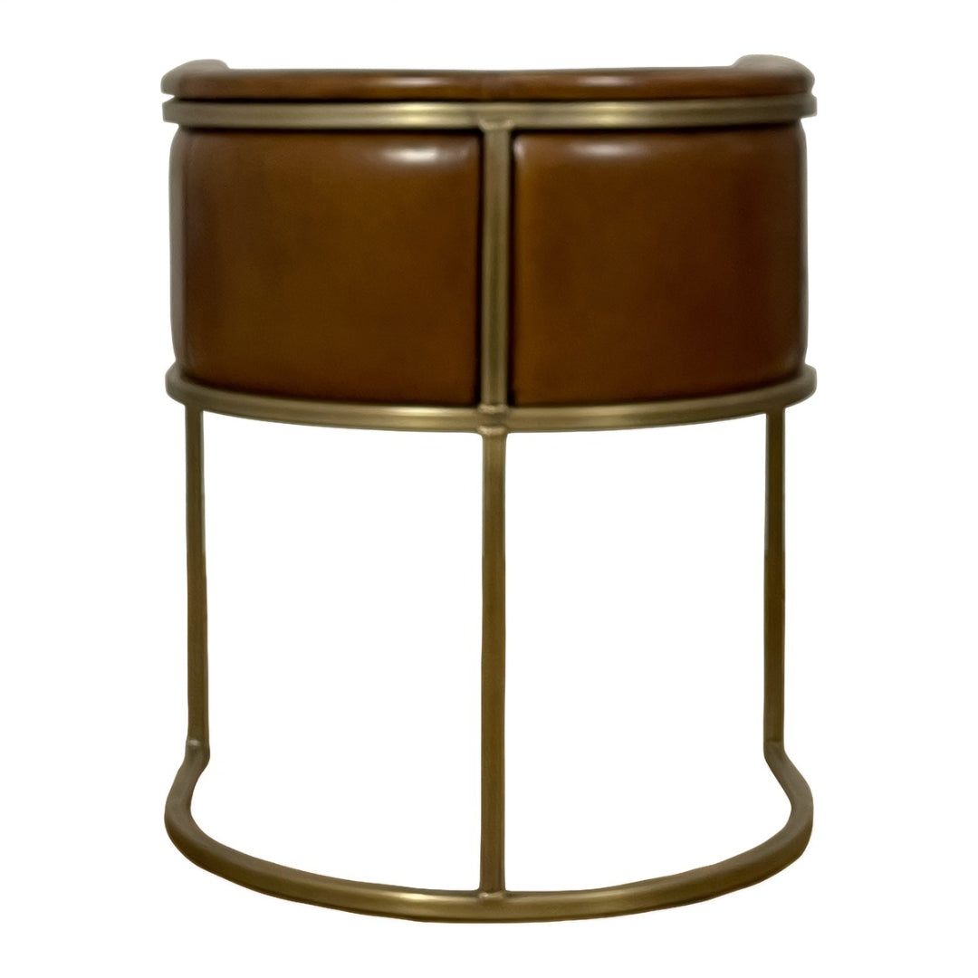 Modern Brown Leather Brass Dining Chair