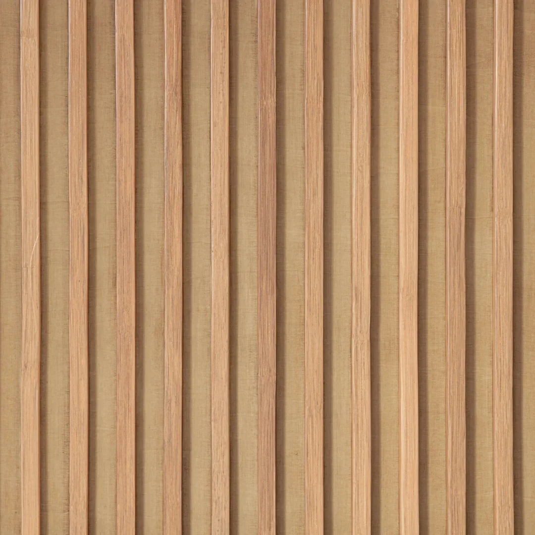 Modern Slatted Rattan Panel Bed