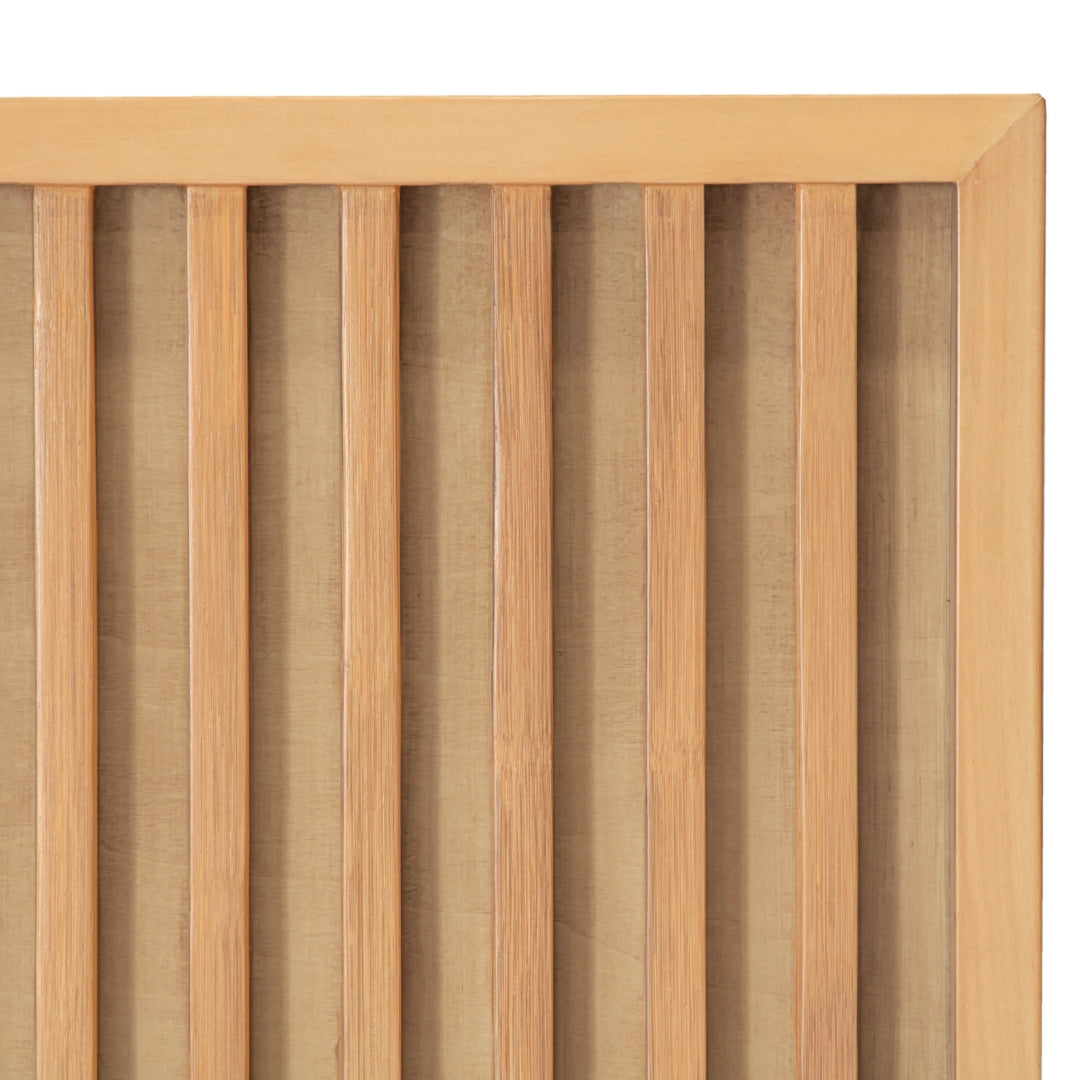 Modern Slatted Rattan Panel Bed