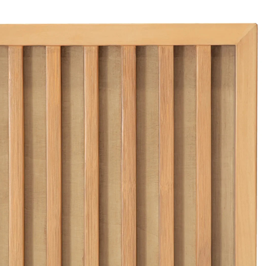 Modern Slatted Rattan Panel Bed
