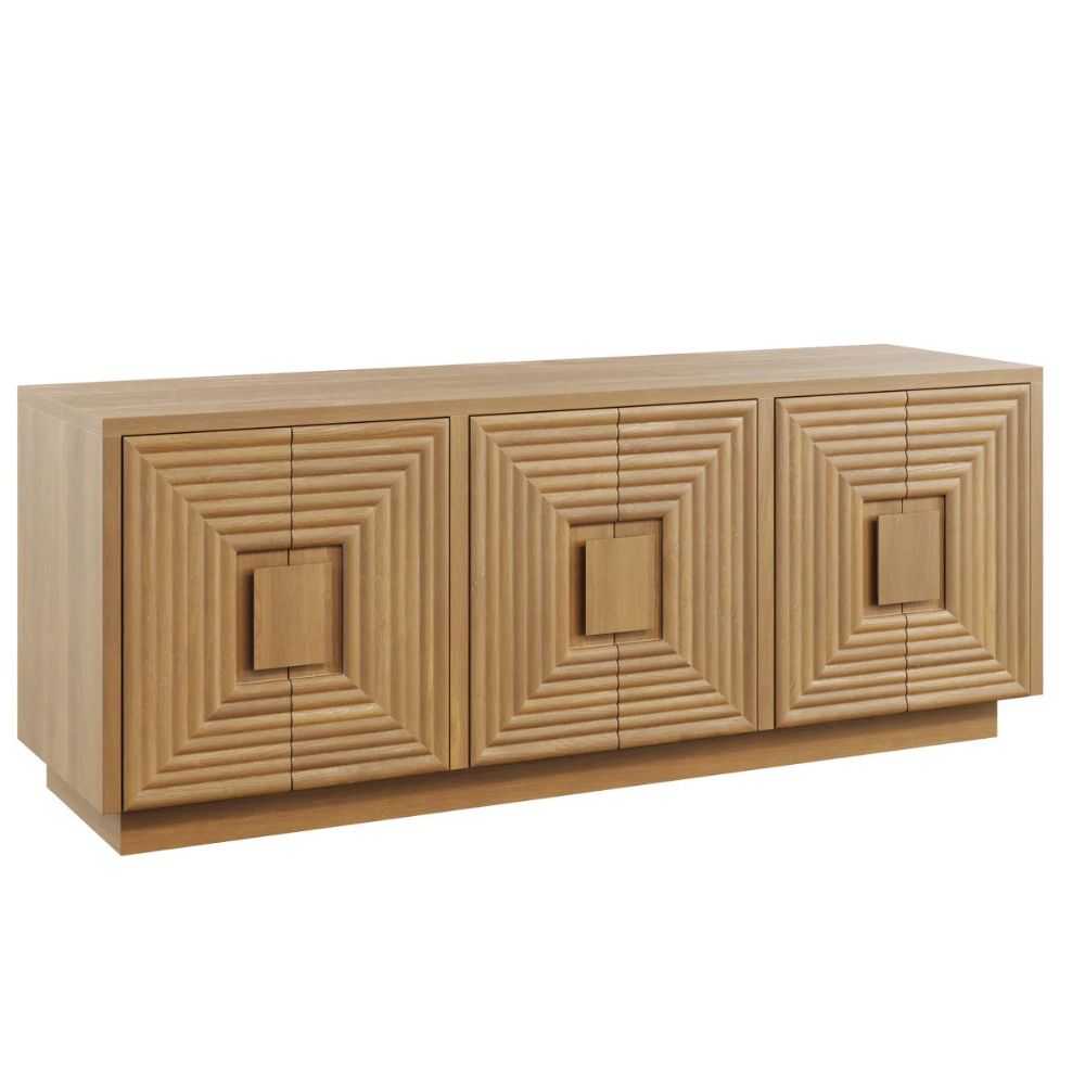 Modern Illusion Brown Wood Credenza