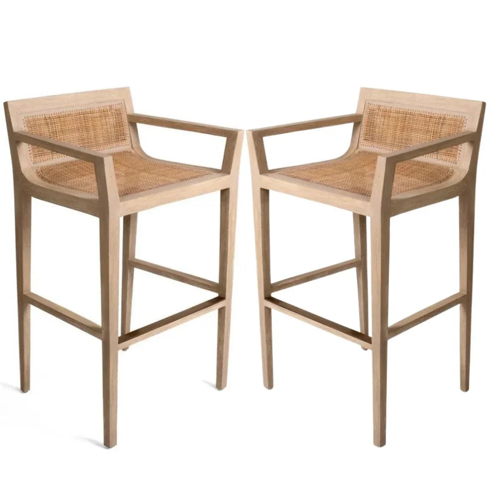 Modern Natural Rattan Curved Bar Stool