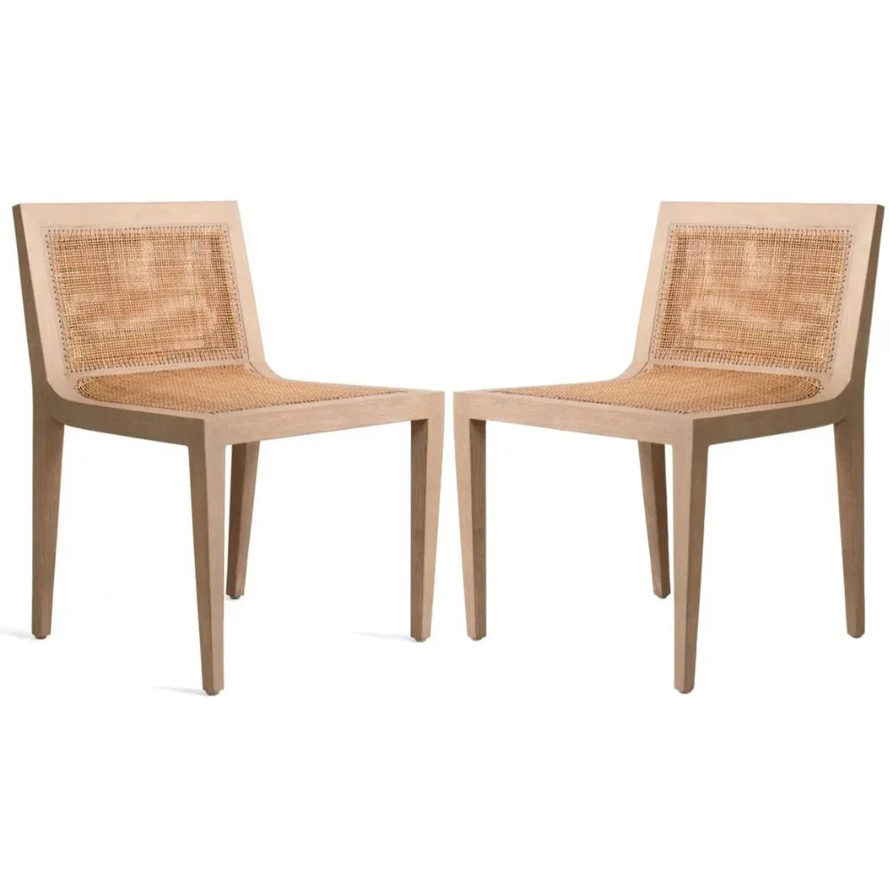 Modern Natural Rattan Curved Dining Chair