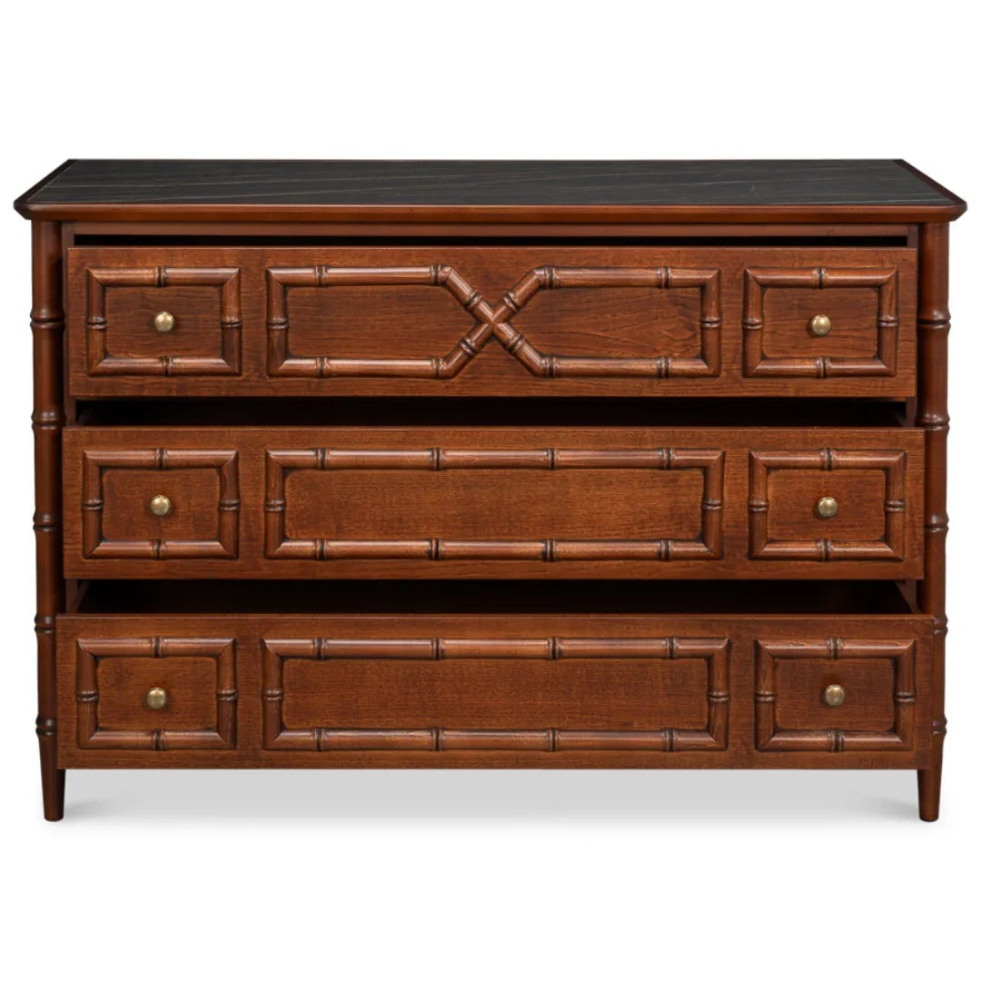 Black Porcelain Top Bamboo Commode