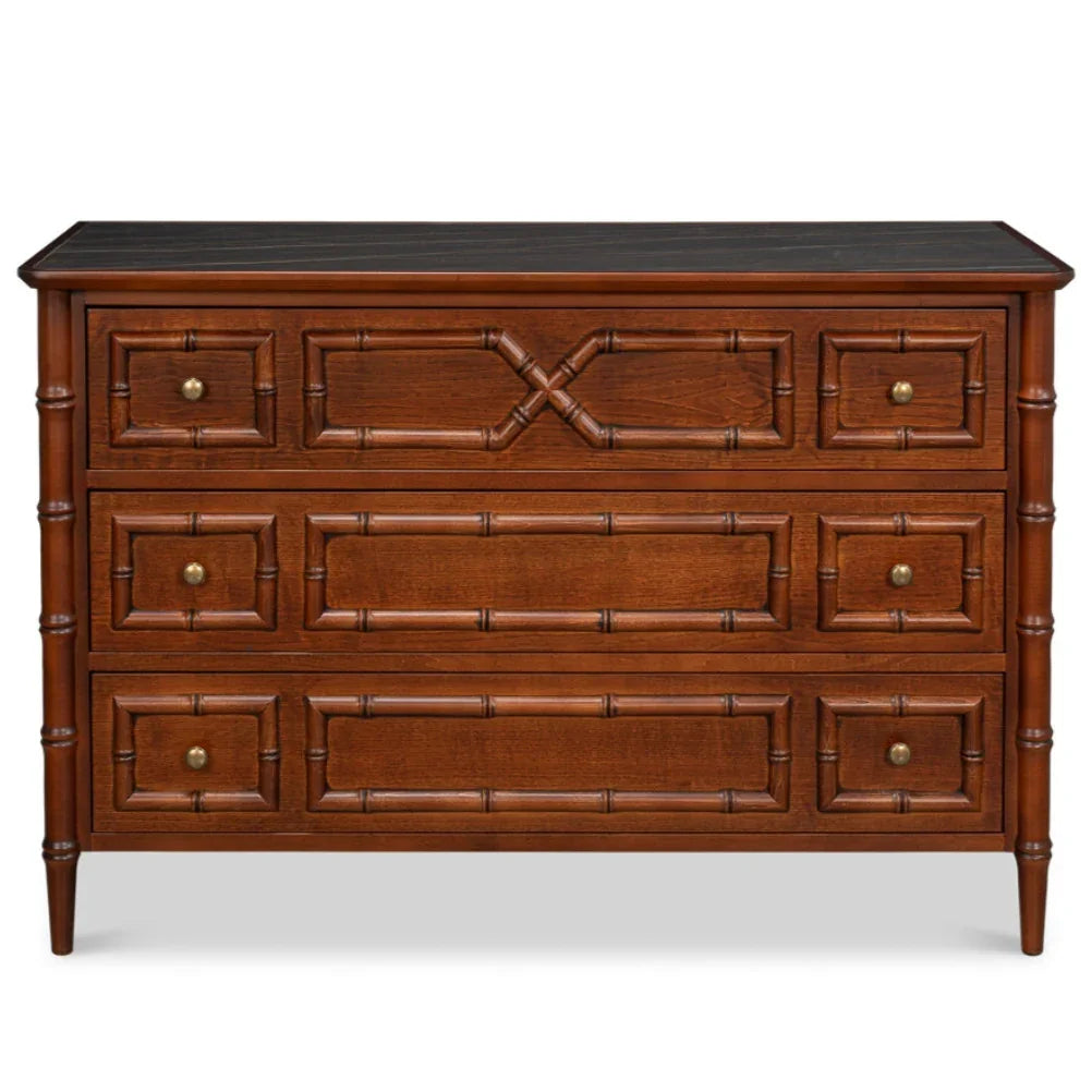 Black Porcelain Top Bamboo Commode