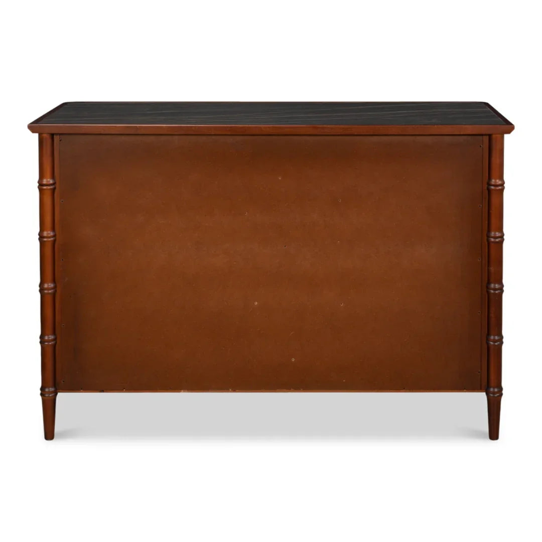Black Porcelain Top Bamboo Commode