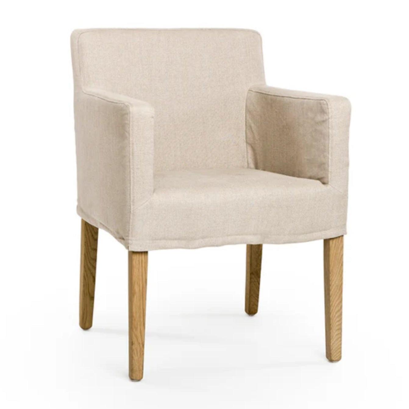 Natural Linen Slipcovered Chair