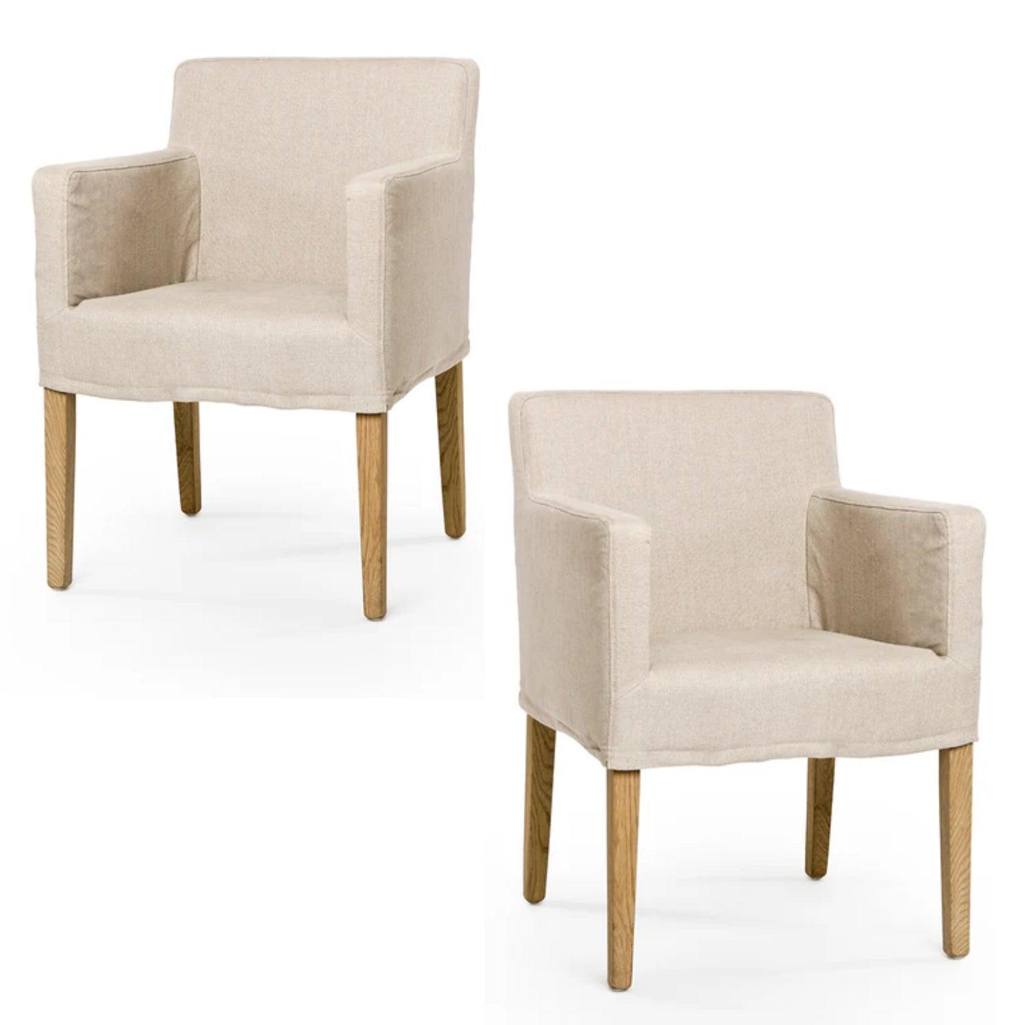 Natural Linen Slipcovered Chair