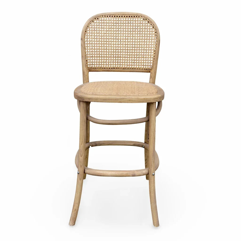 Curved Cane Back Bistro Counter Stool