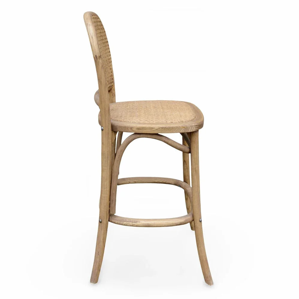 Curved Cane Back Bistro Counter Stool
