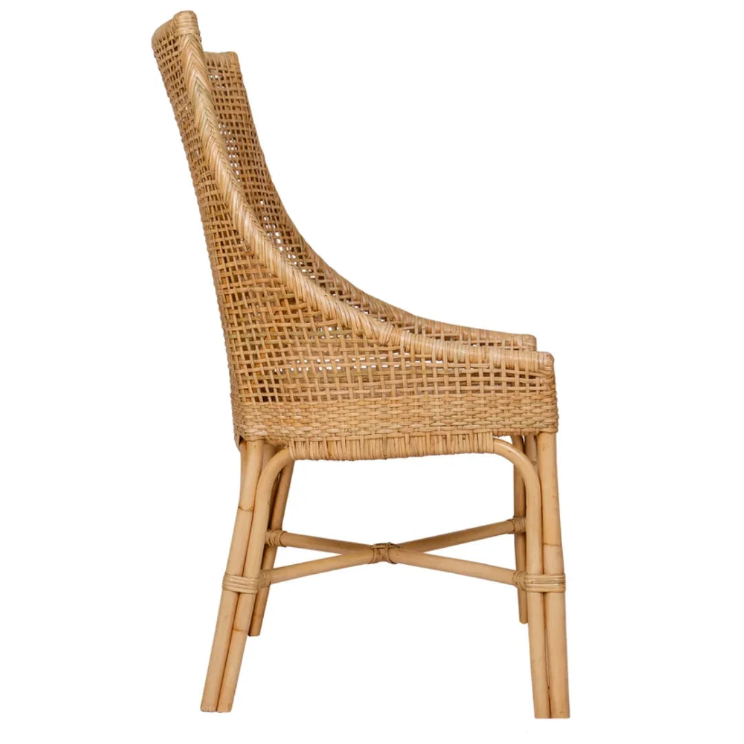 Natural Curved Rattan Lounge Chair