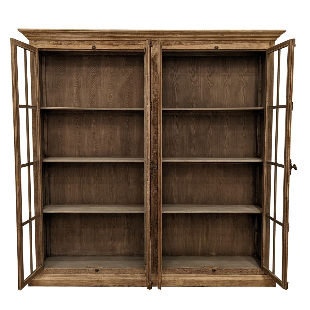 Natural Oak Glass Four Door Bookcase