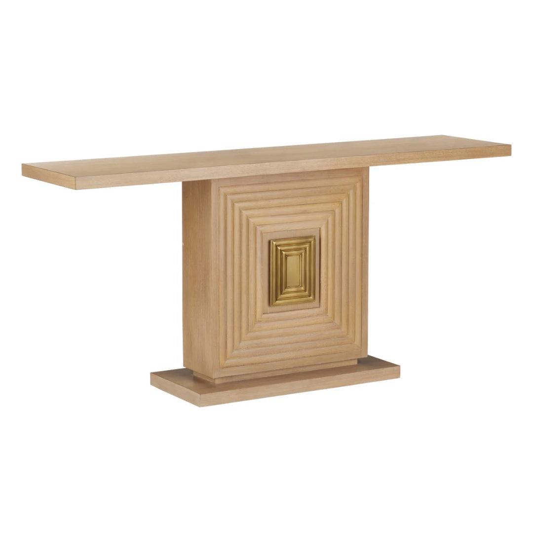 Geometric Illusion Wood Console Table