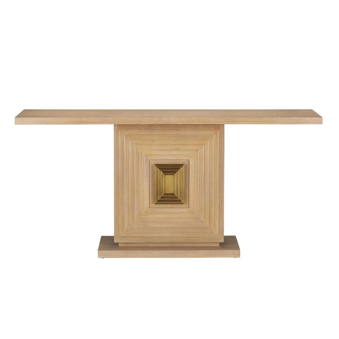 Geometric Illusion Wood Console Table