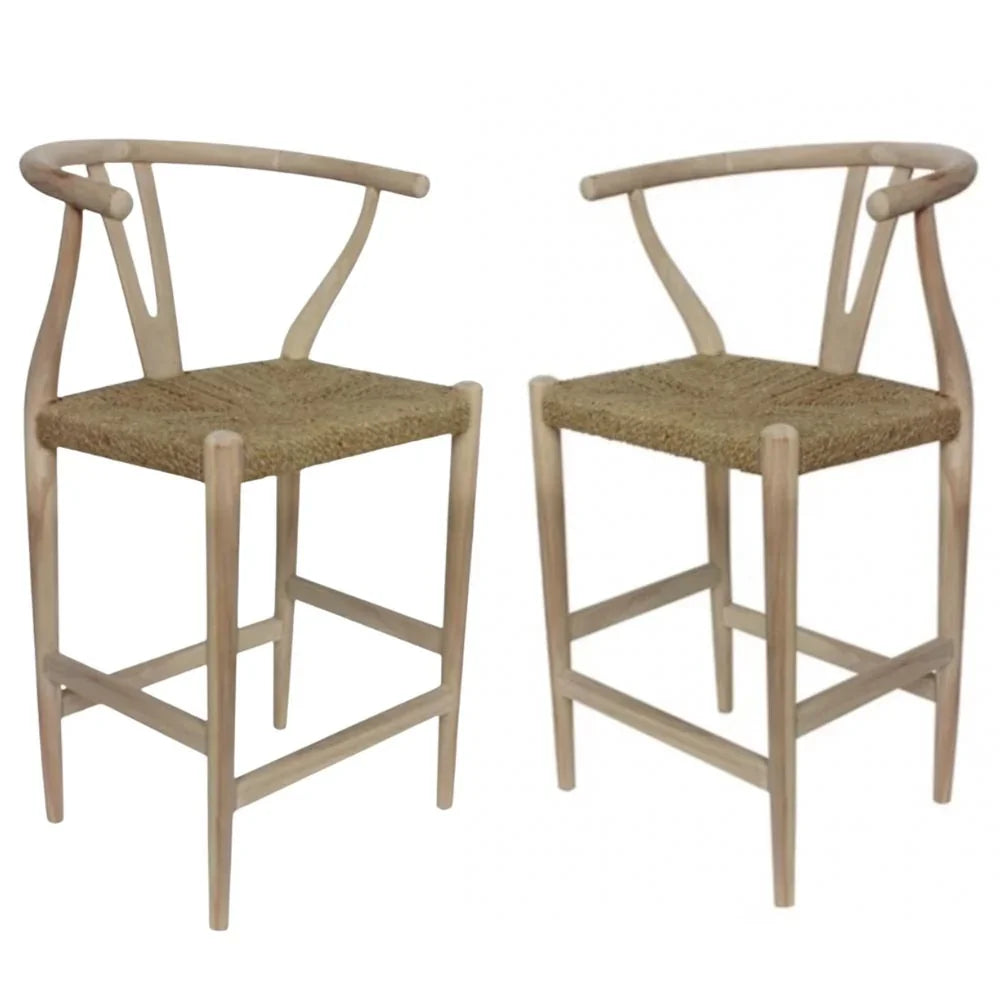 Natural Wishbone Rush Seat Counter Stool