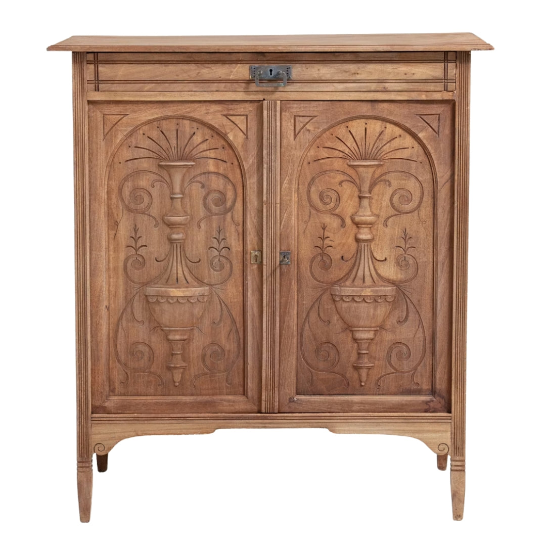 Neoclassical Urn Carved Cabinet, circa 1850