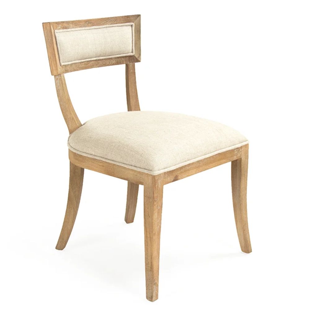 French Linen Curved Back Chair