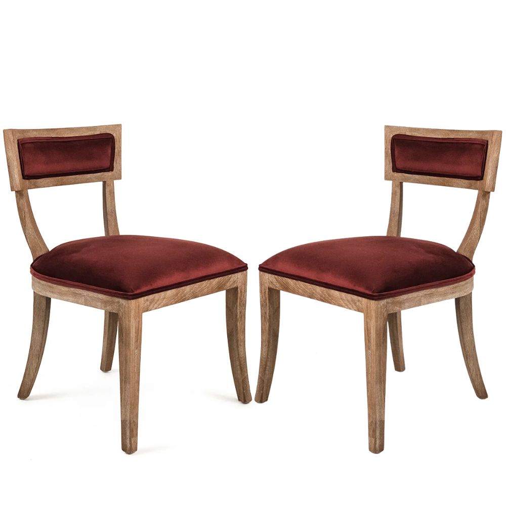 Neoclassical Blue Velvet Curved Back Chair