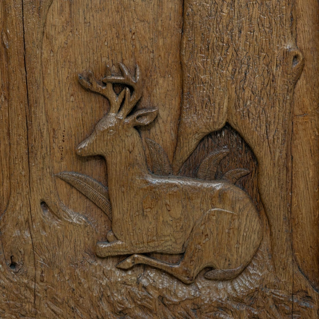 French Alps Leaf and Deer Corner Cabinet, Circa 1920