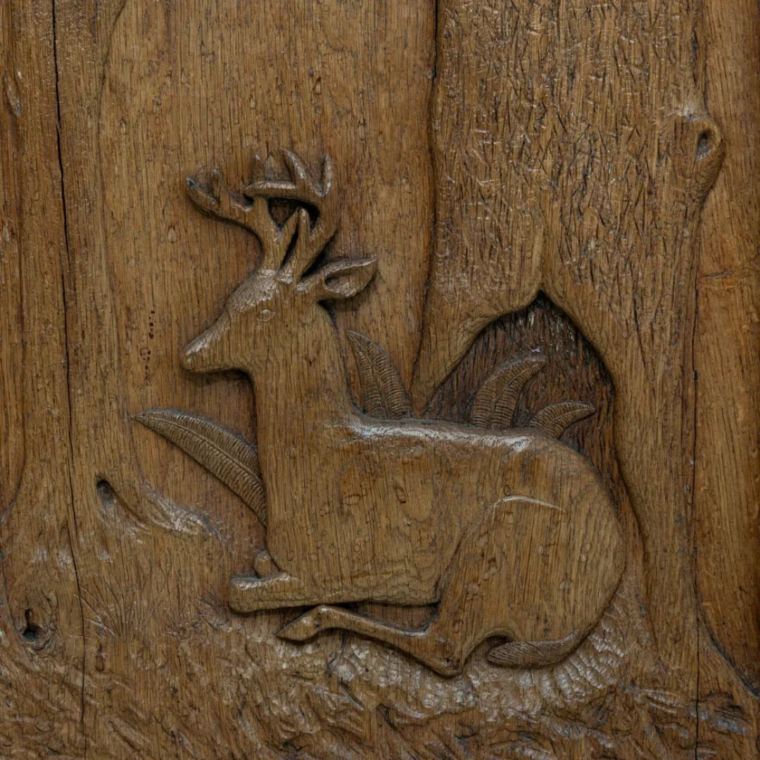 French Alps Leaf and Deer Corner Cabinet, Circa 1920