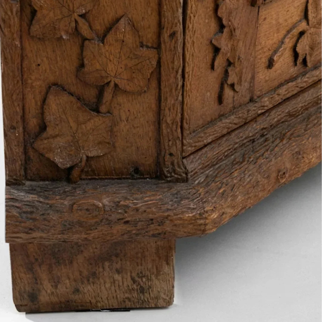 French Alps Leaf and Deer Corner Cabinet, Circa 1920
