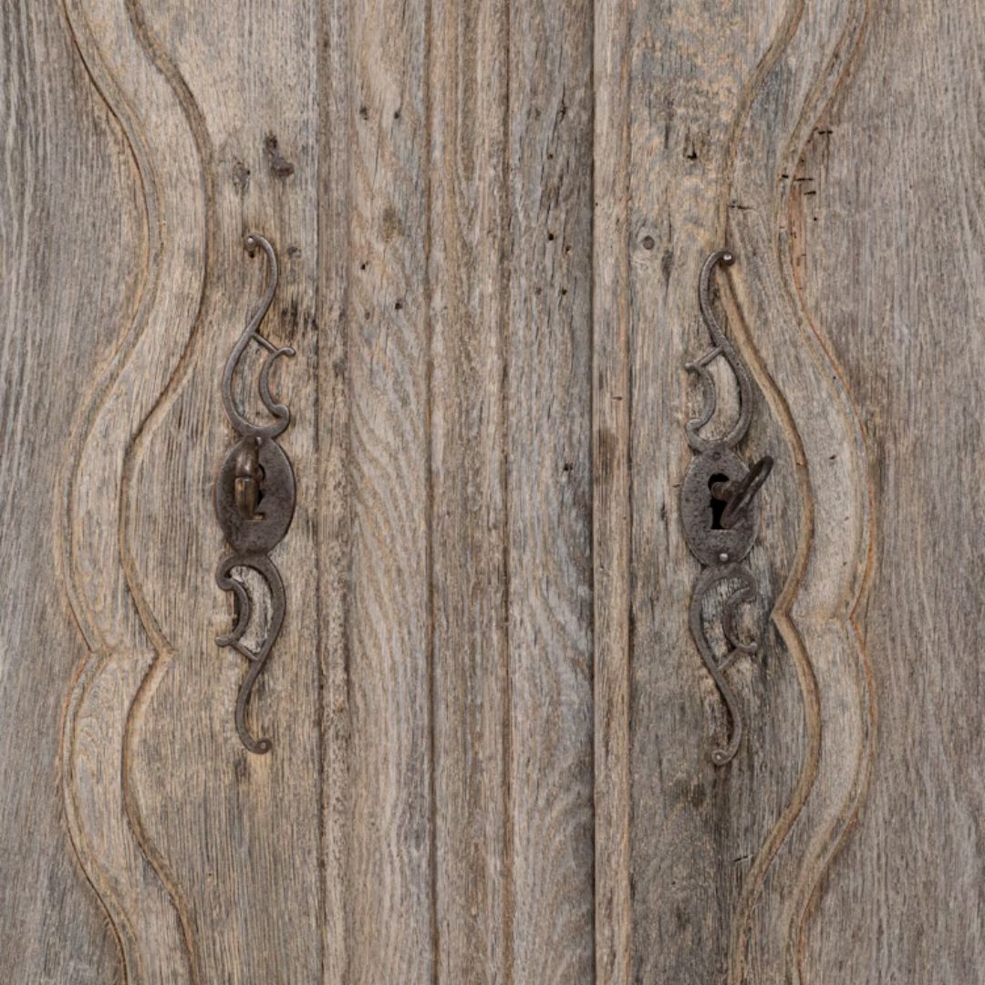 French Oak Buffet à Deux Corps with Blue Interiors, Circa 1820