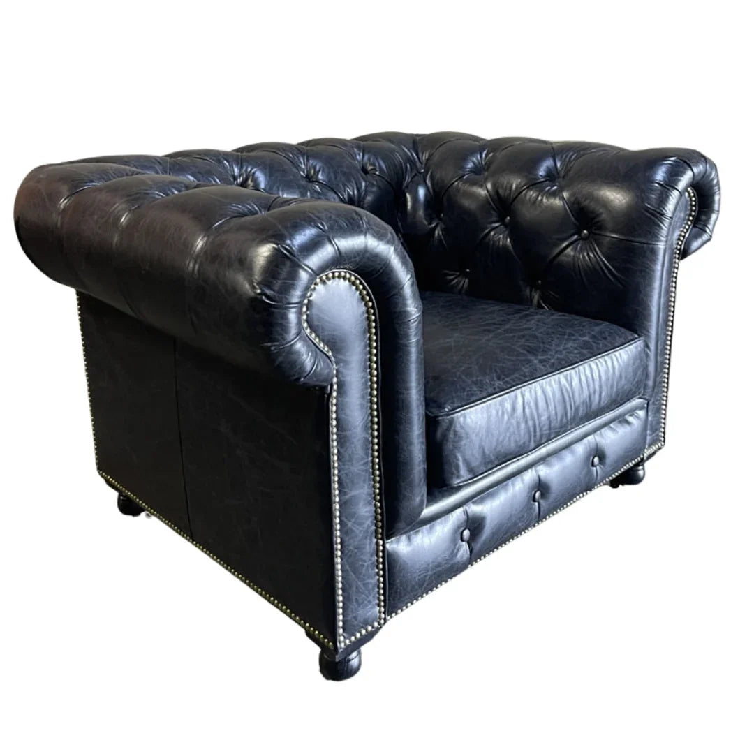 Old Espresso Chesterfield Leather Armchair