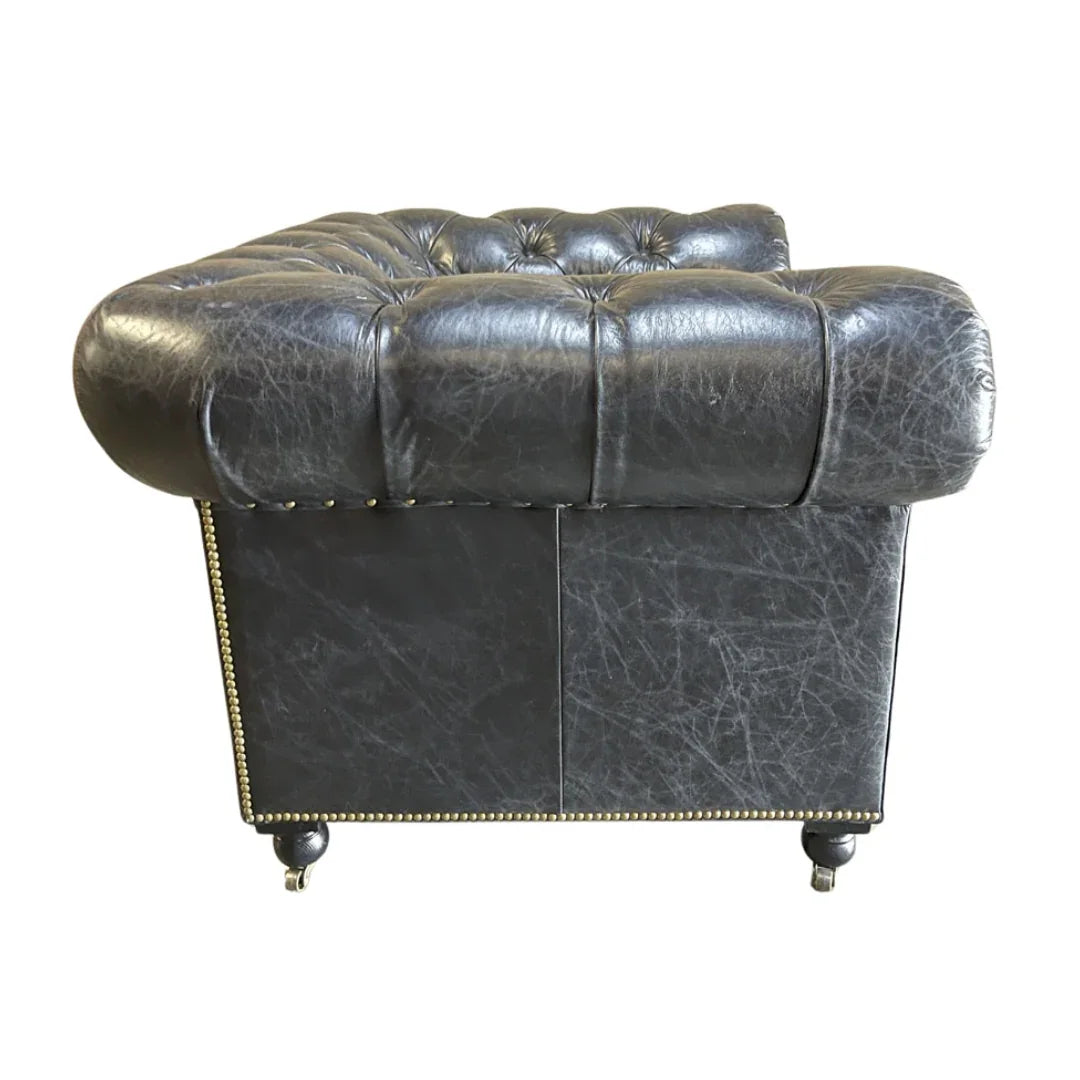 Old Espresso Chesterfield Leather Armchair