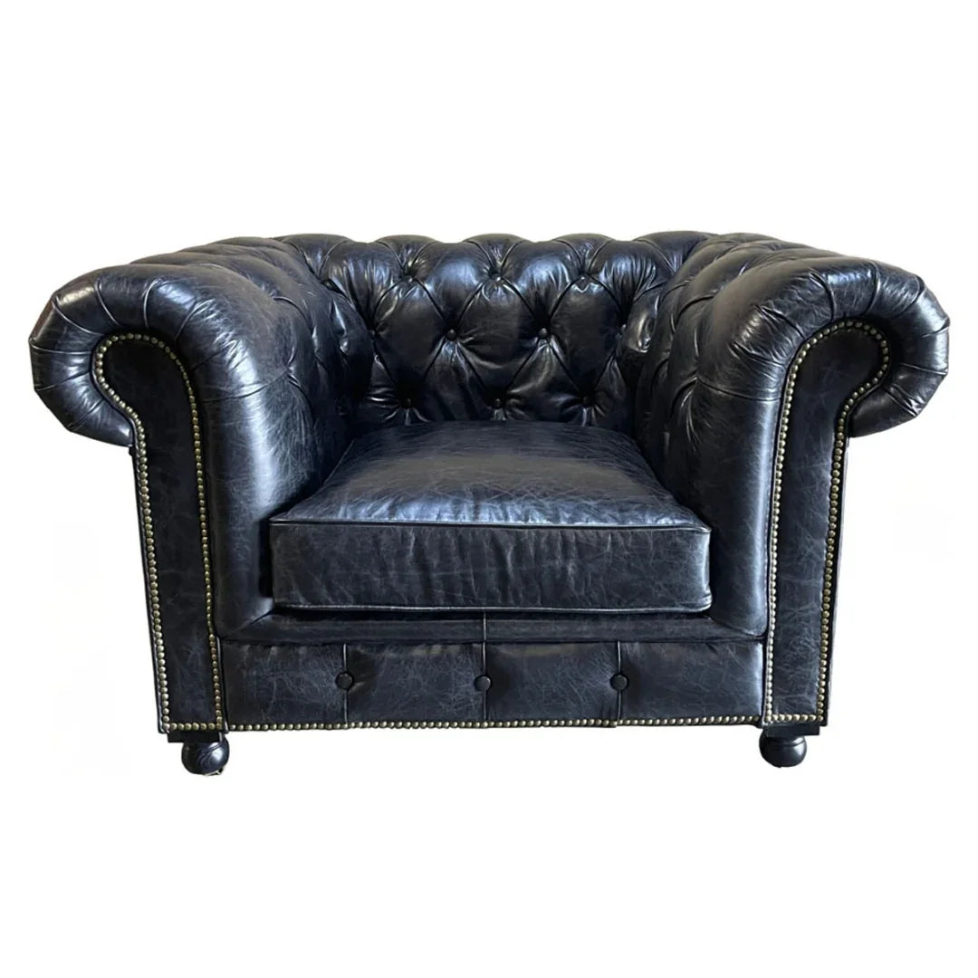 Old Espresso Chesterfield Leather Armchair