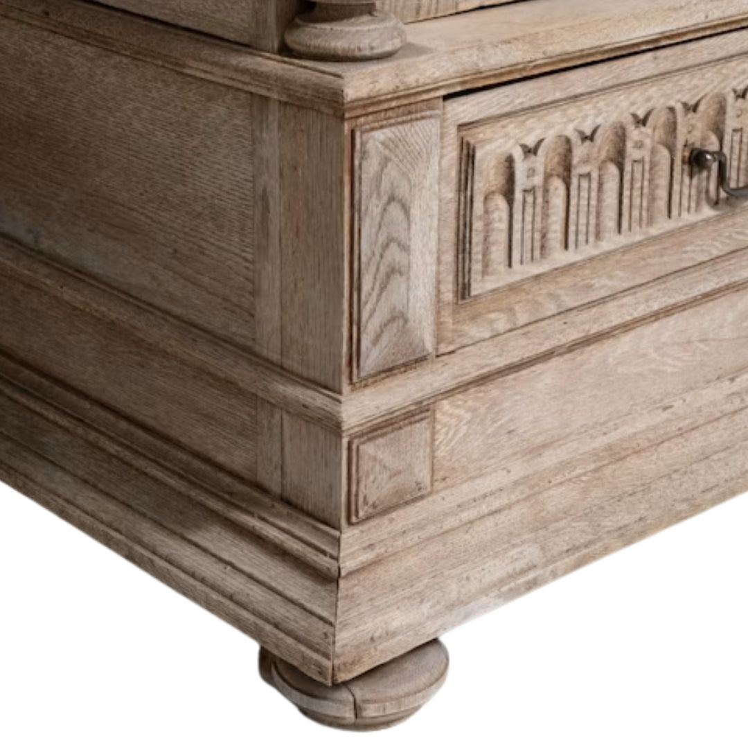 Old World Carved Oak Showcase Cabinet, Circa 1880