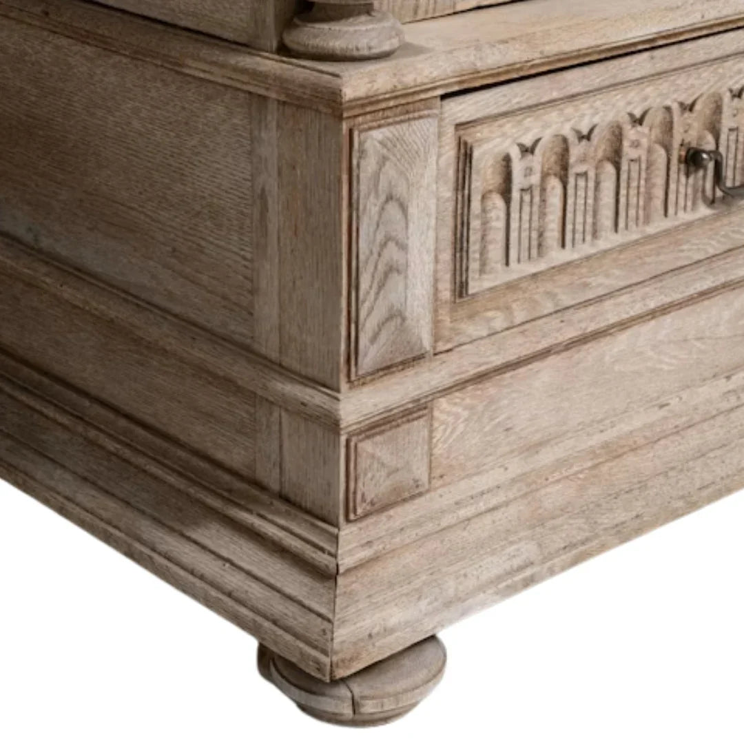Old World Carved Oak Showcase Cabinet, Circa 1880