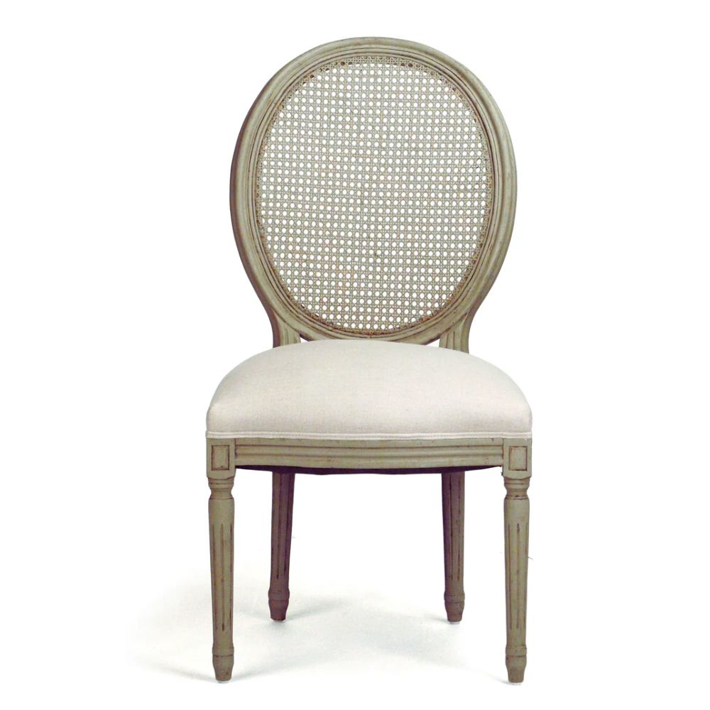 Olive Cane Louis Medallion Side Chair